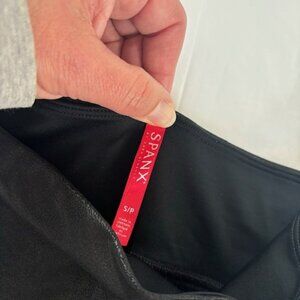 Spanx faux leather striped leggings size Small  Good Used Condition